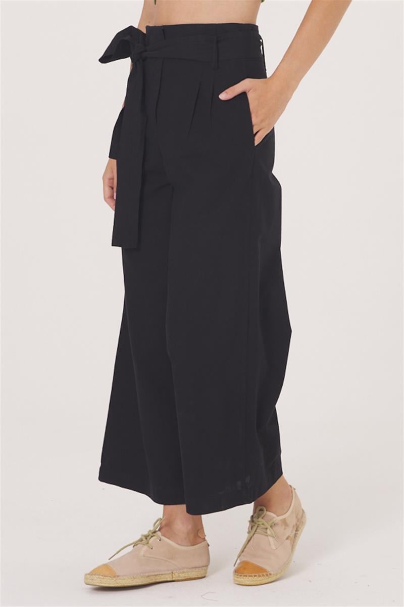Beli Kuşaklı Pantolon - Siyah