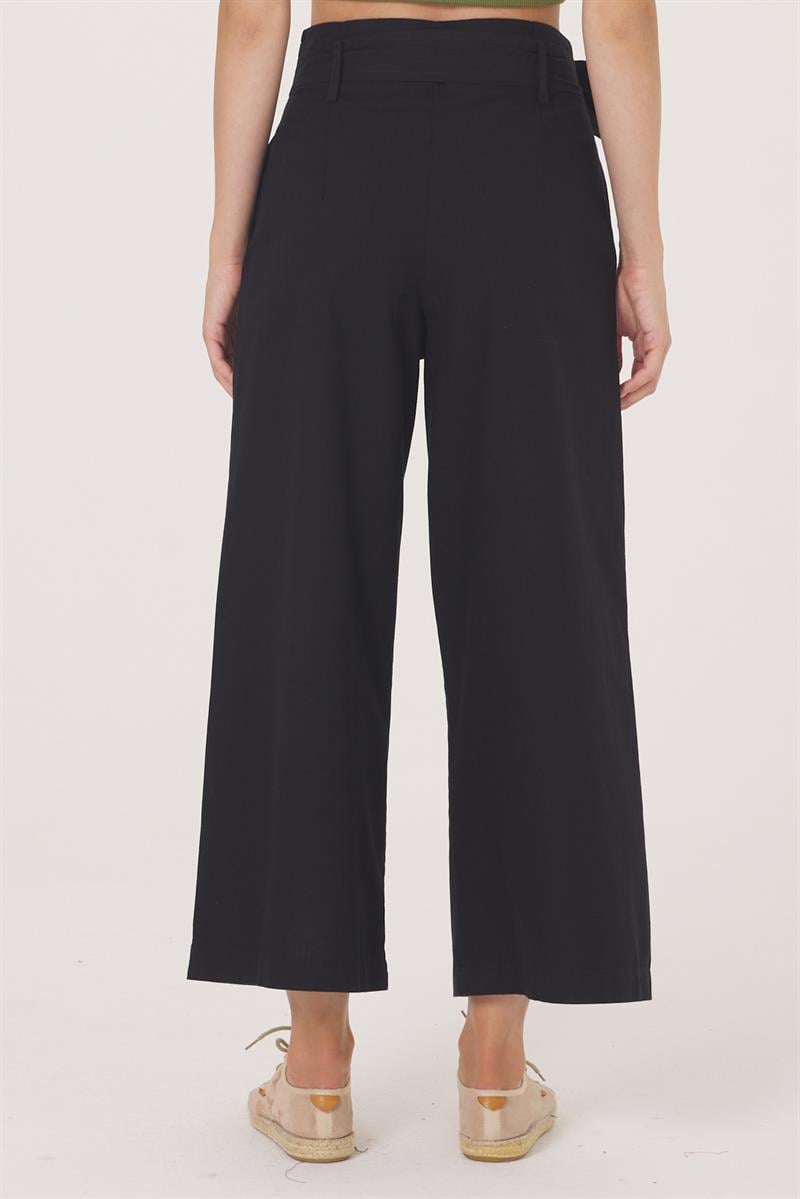 Beli Kuşaklı Pantolon - Siyah