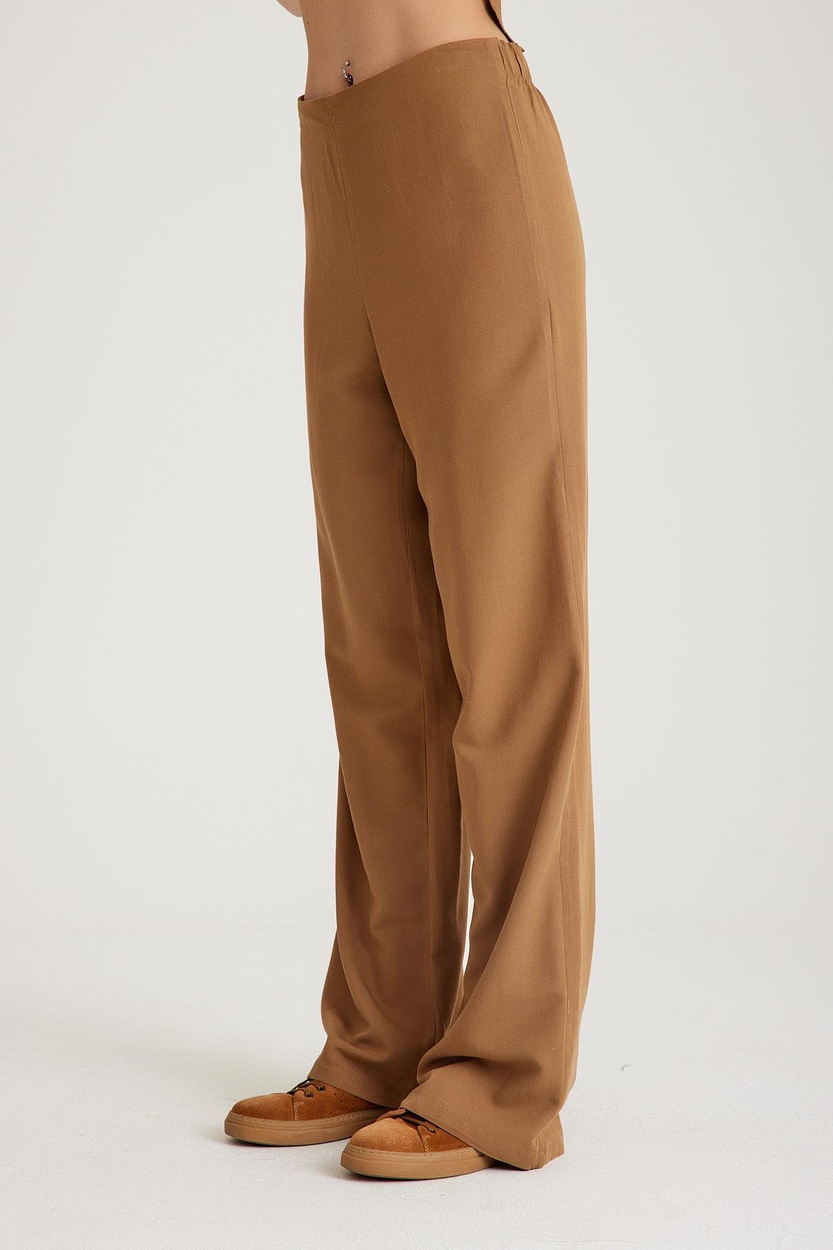 Beli Lastikli Pantolon - Camel