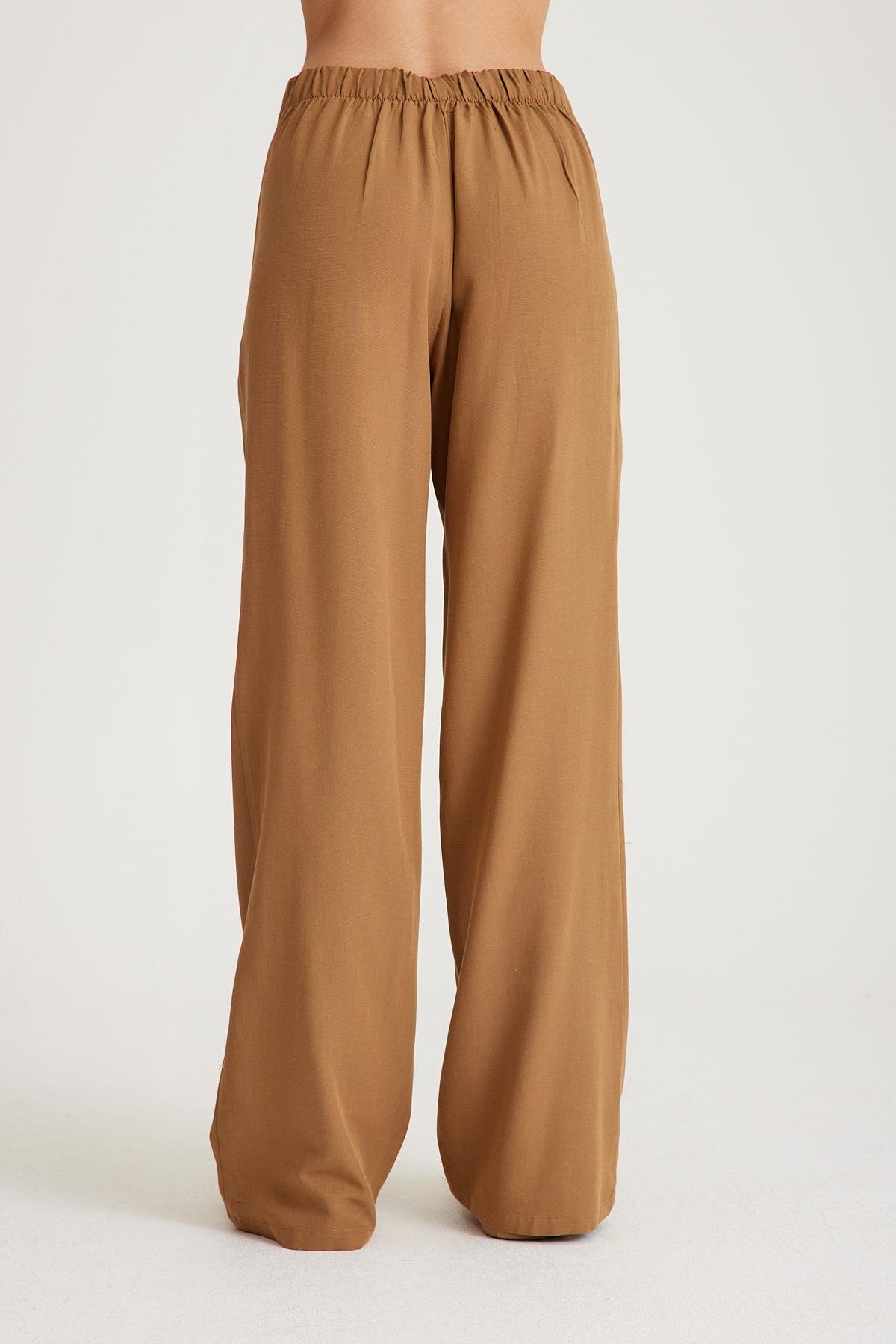 Beli Lastikli Pantolon - Camel