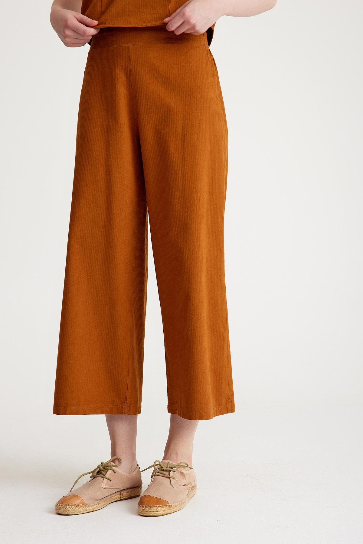 Beli Lastikli Pantolon - Hardal