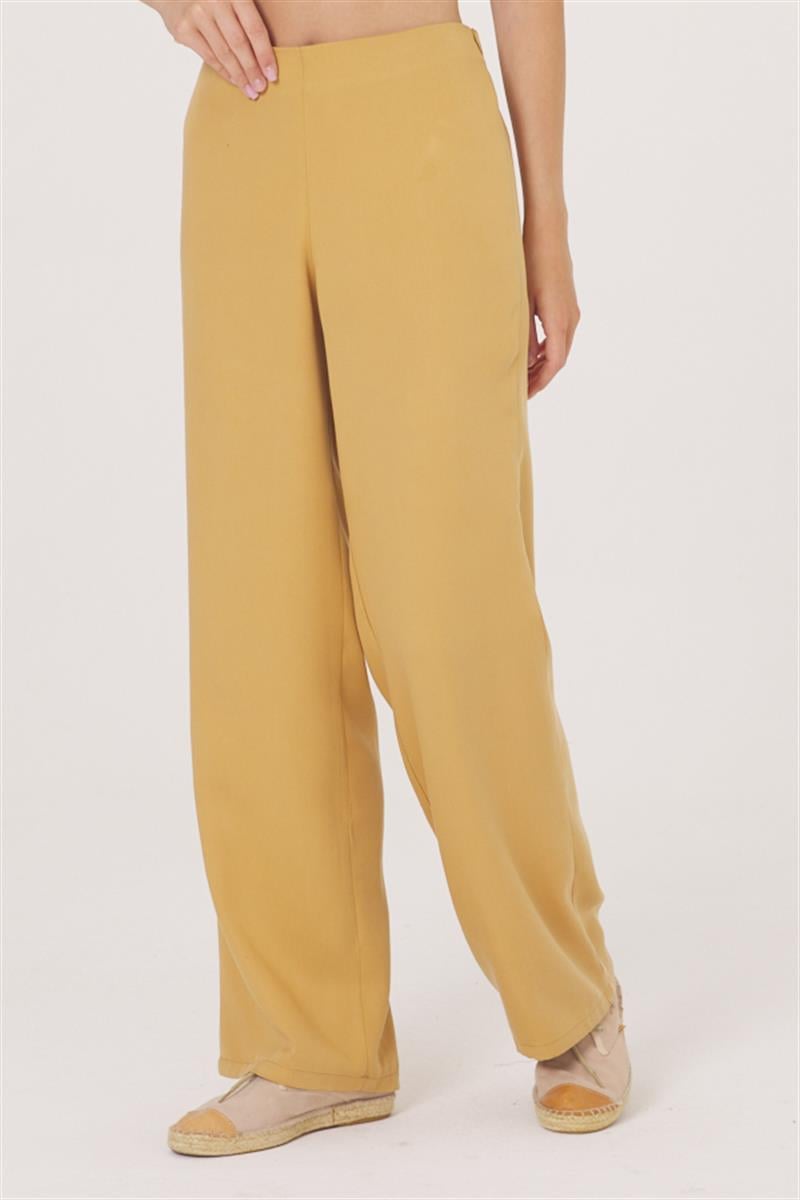 Beli Lastikli Pantolon - Hardal