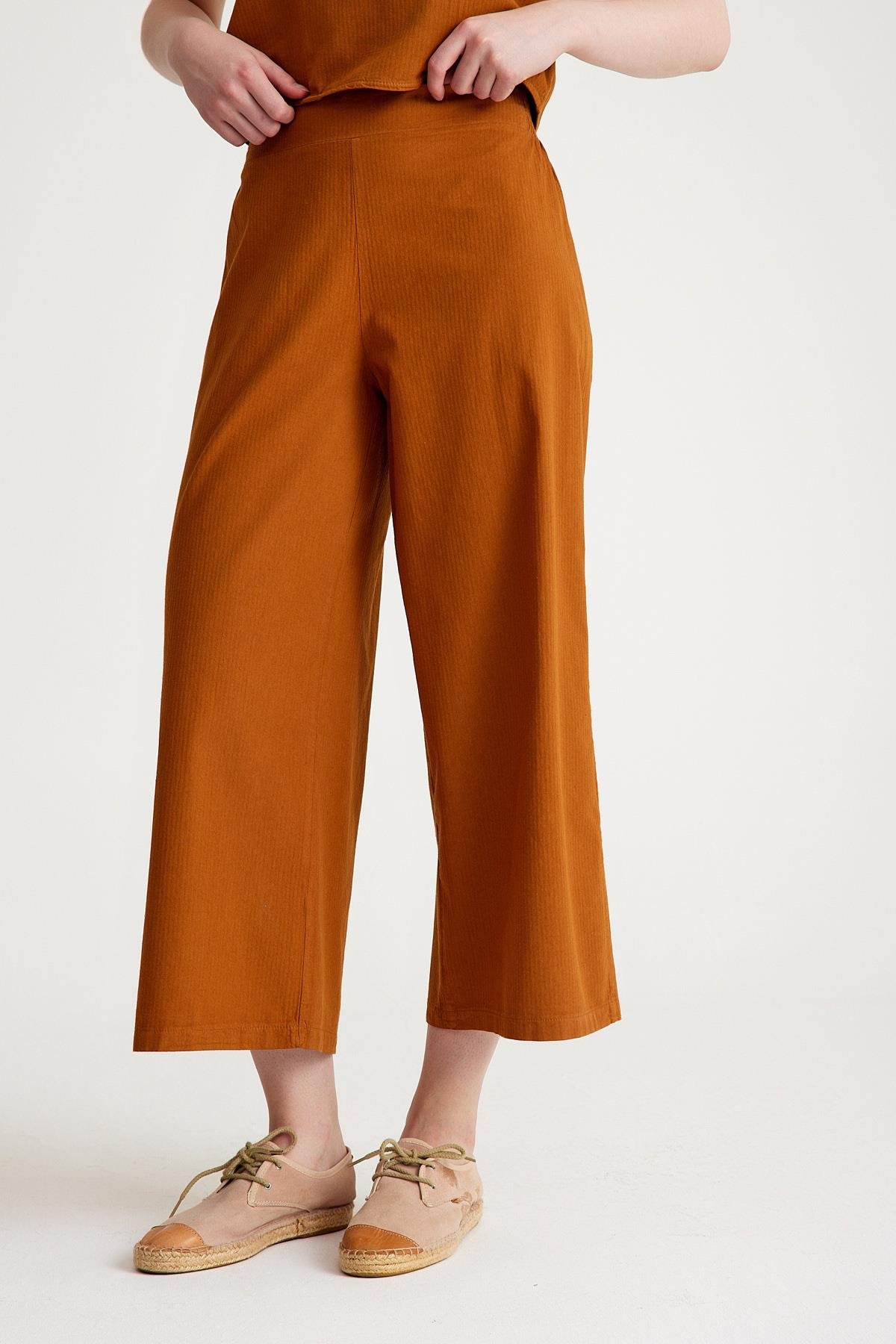 Beli Lastikli Pantolon - Hardal