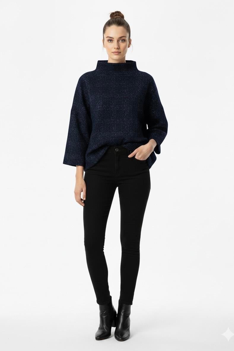 Bluz-Lacivert Desenli