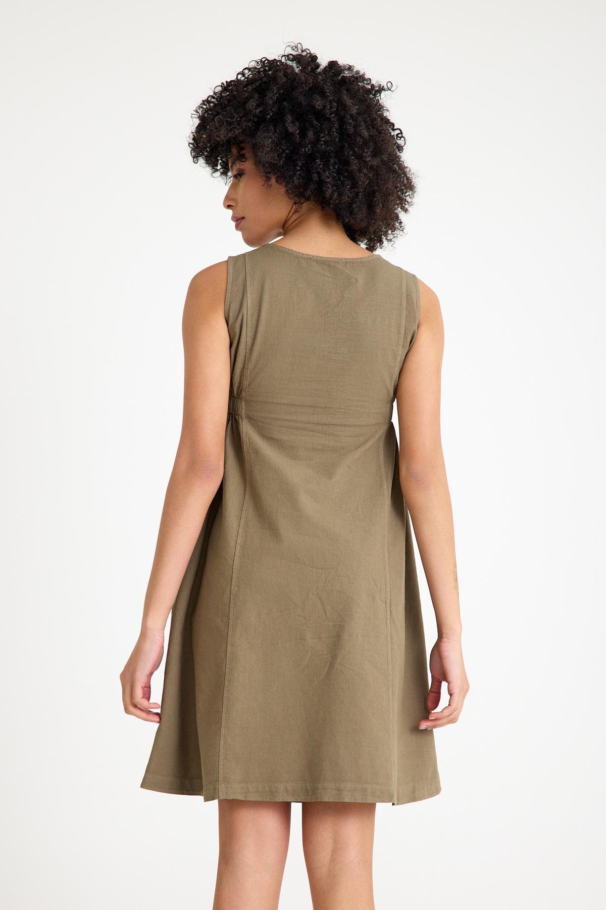 Büyük Cepli Elbise - Açık Haki