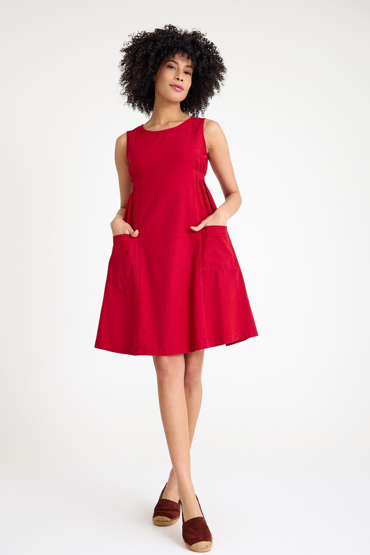 Büyük Cepli Elbise - Bordo