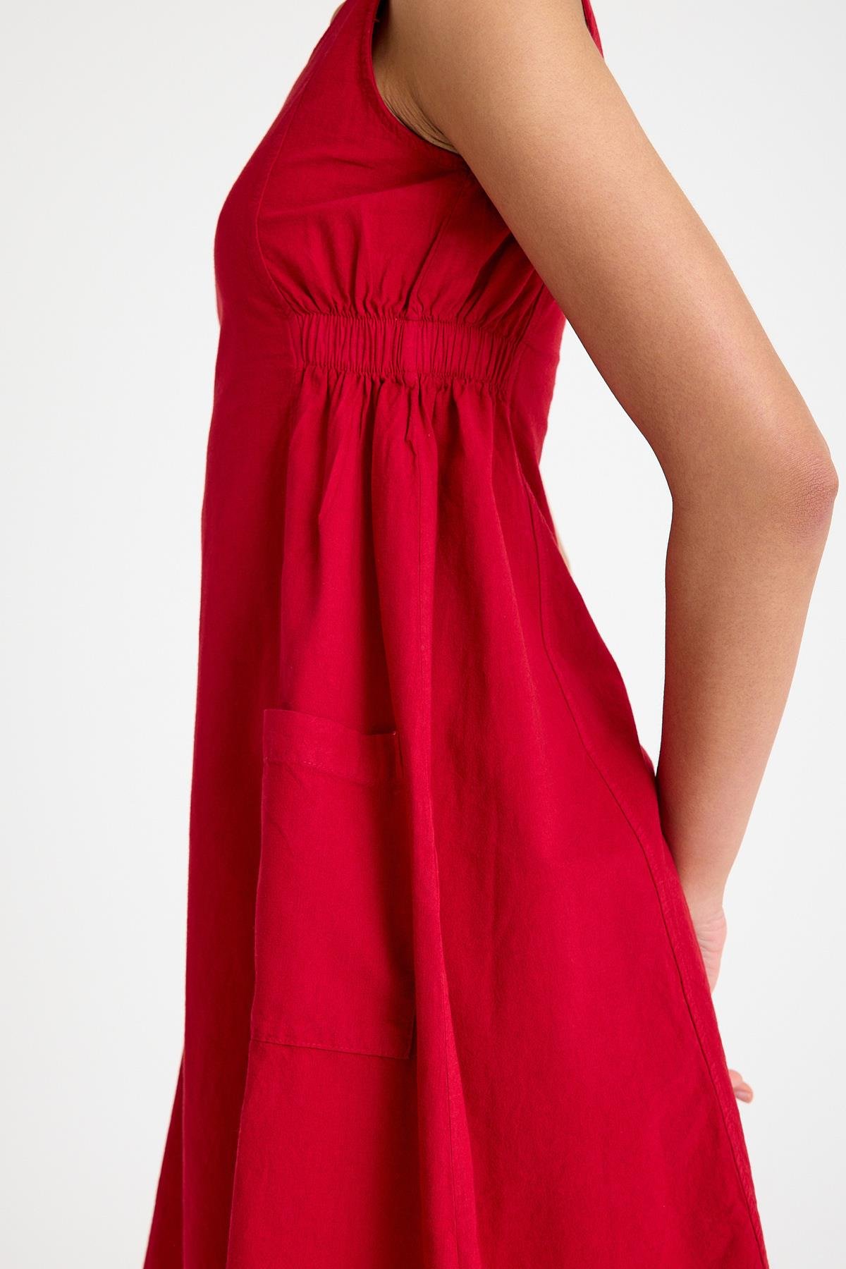 Büyük Cepli Elbise - Bordo