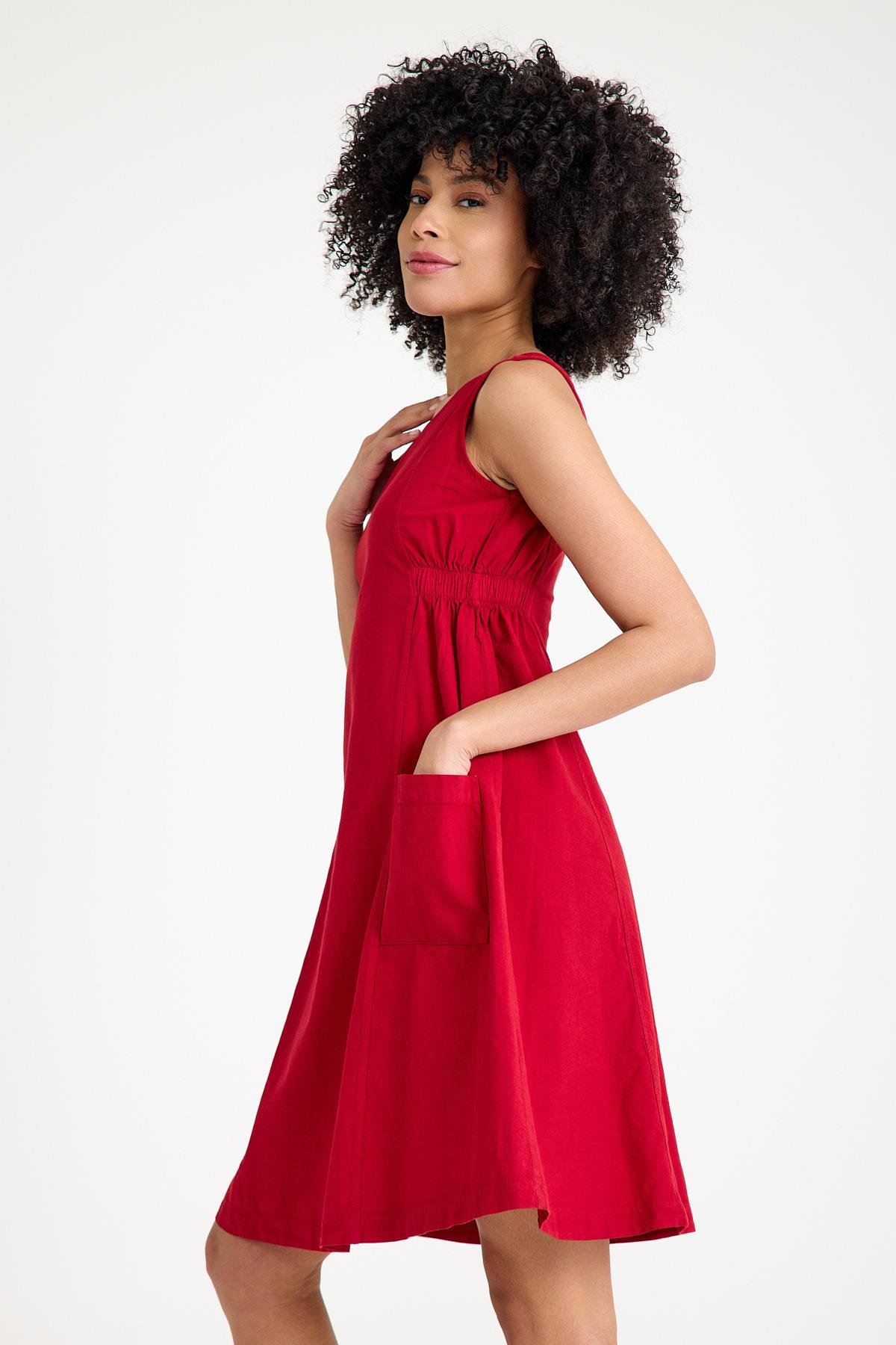 Büyük Cepli Elbise - Bordo