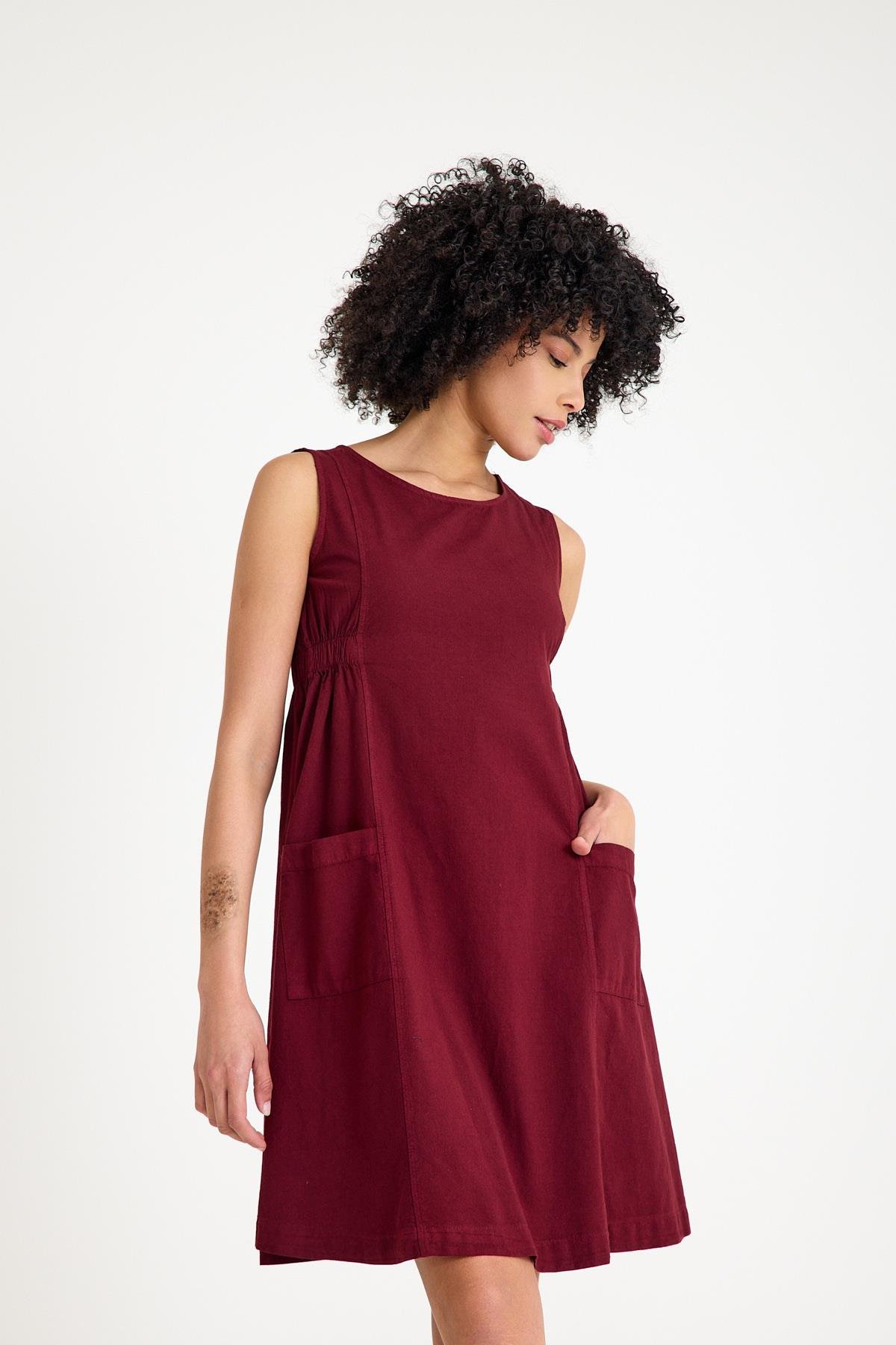 Büyük Cepli Elbise - Mürdüm