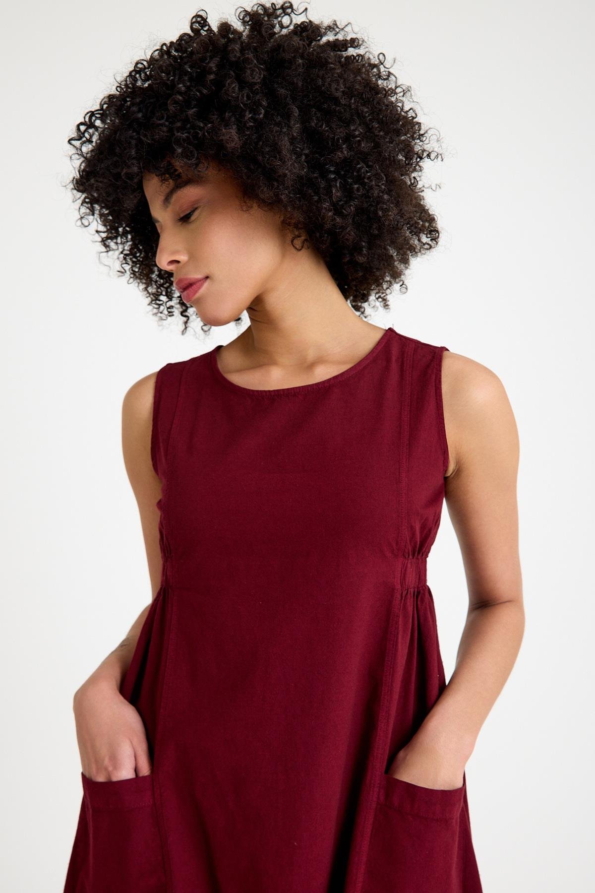 Büyük Cepli Elbise - Mürdüm