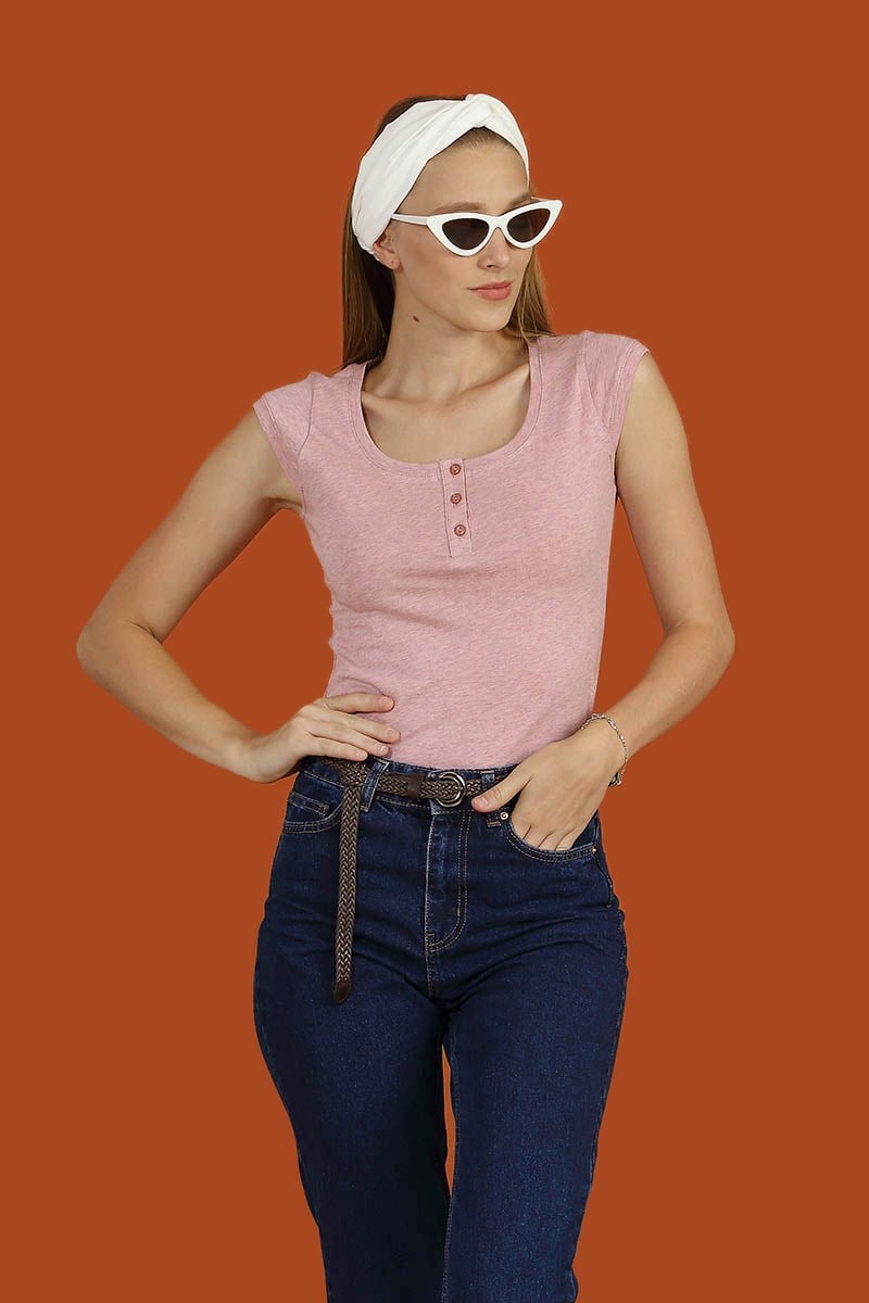 Dekoratif Düğmeli Body