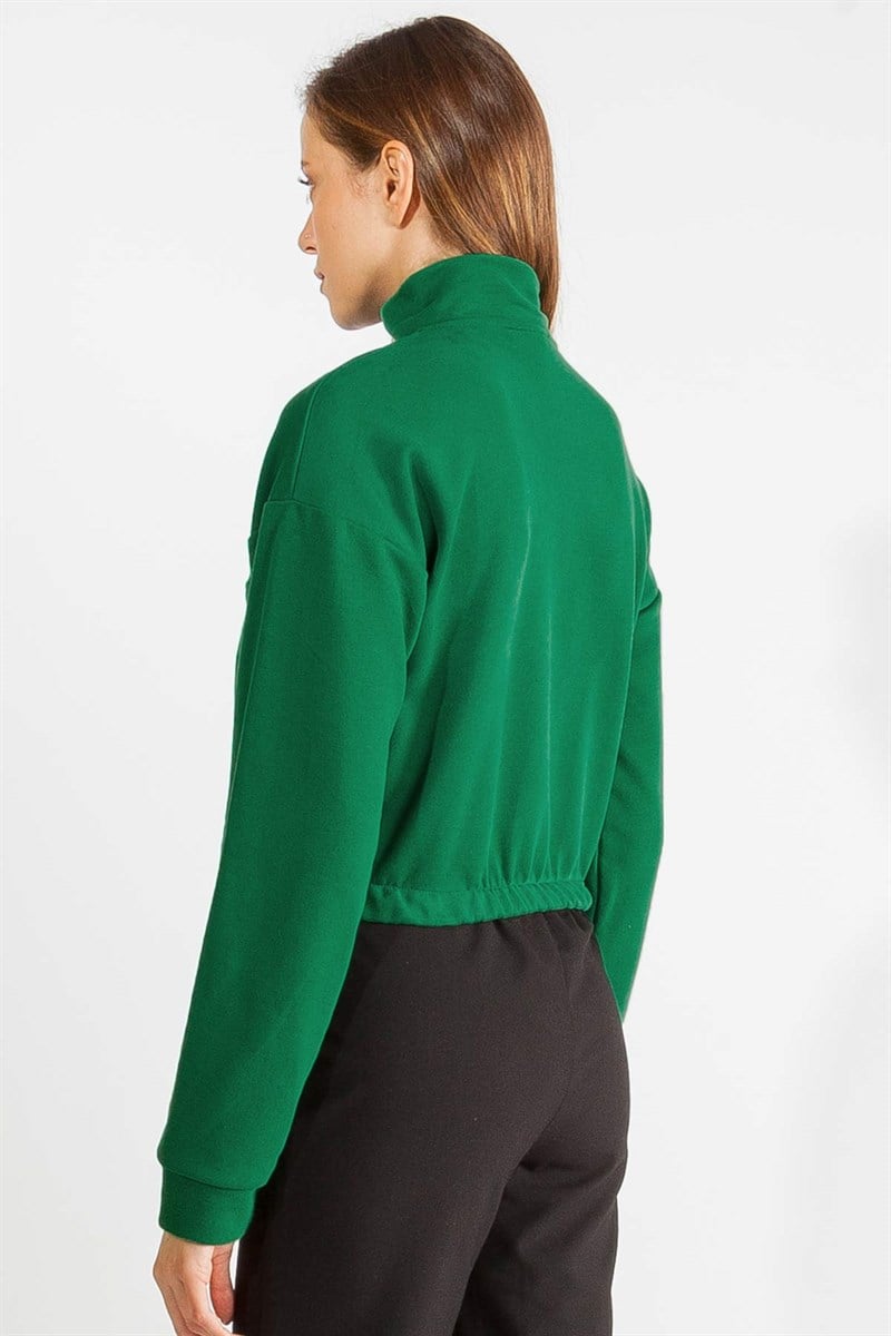 Dik Yaka Sweatshirt - Yeşil