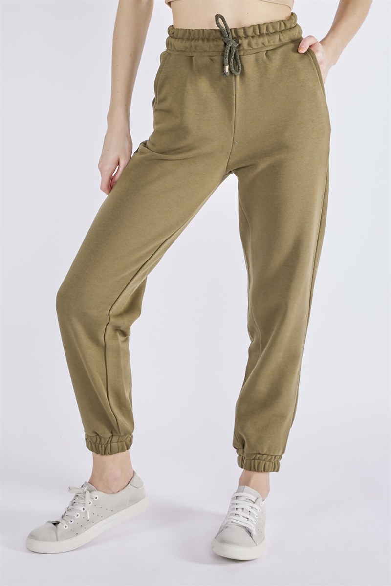 Elastik Paçalı Eşofman - Haki