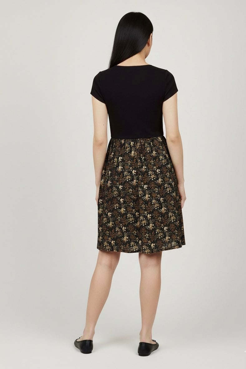 Elbise- Siyah Çiçekli