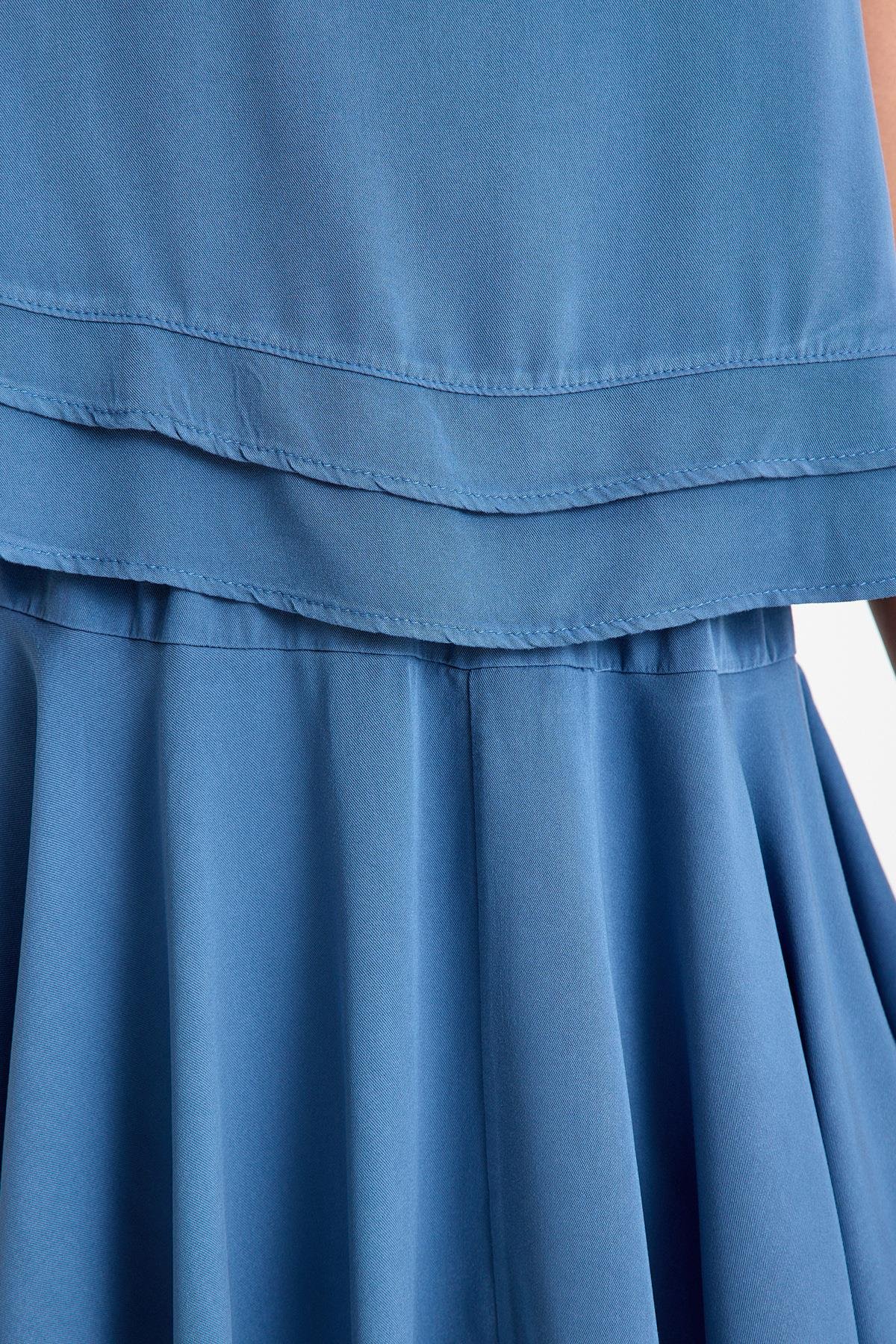 Geniş Askılı Bluz - Mavi