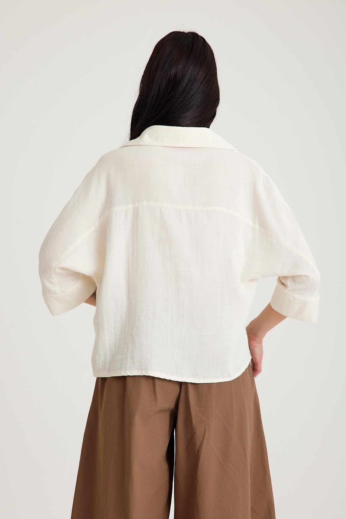 Gömlek Yaka Bluz - Ekru