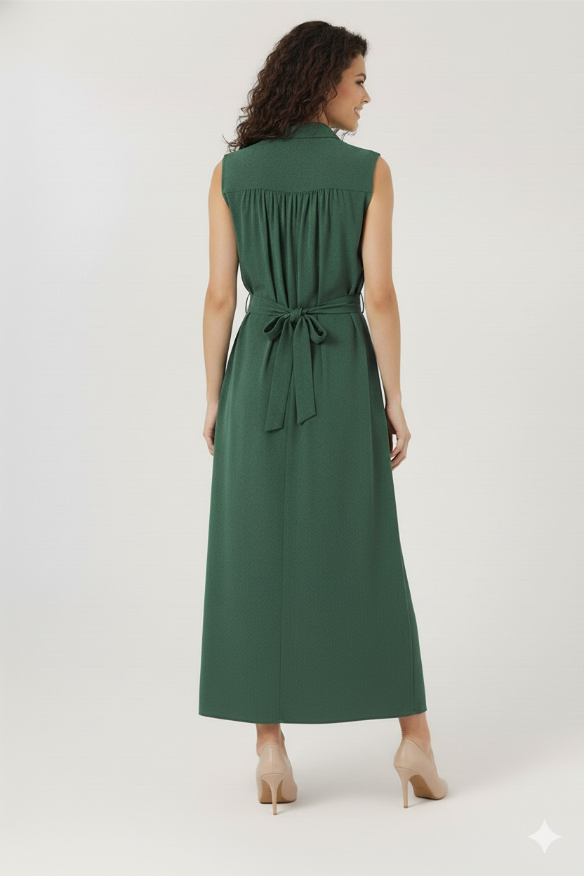 Gömlek Yaka Elbise - Petrol