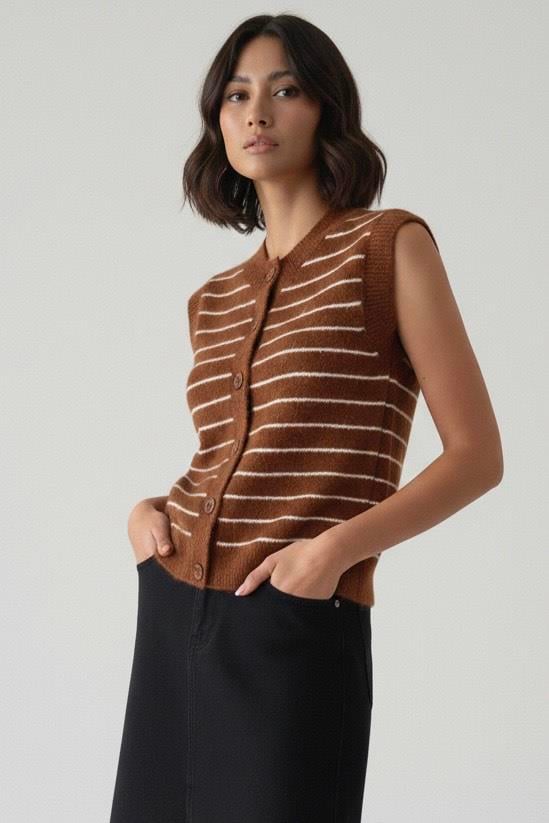 Hırka-Kahve Ekru Çizgili