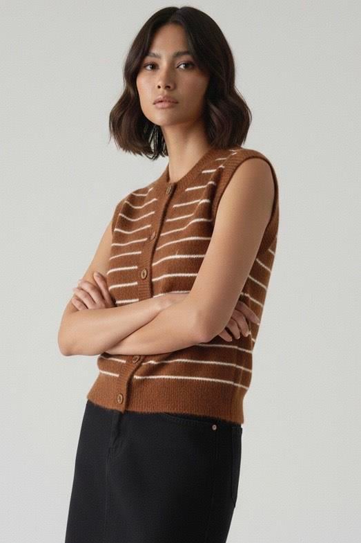 Hırka-Kahve Ekru Çizgili