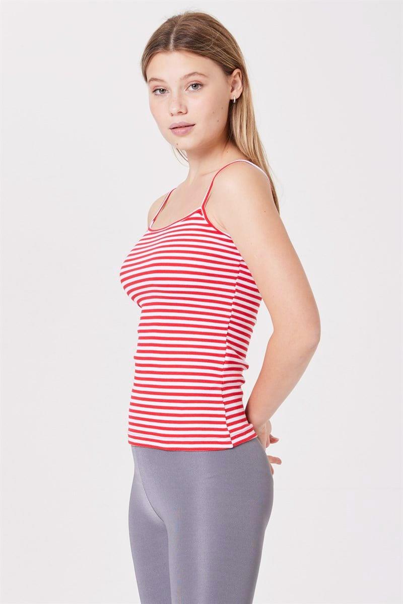 İnce Askılı Atlet- Narçiçeği Çizgili