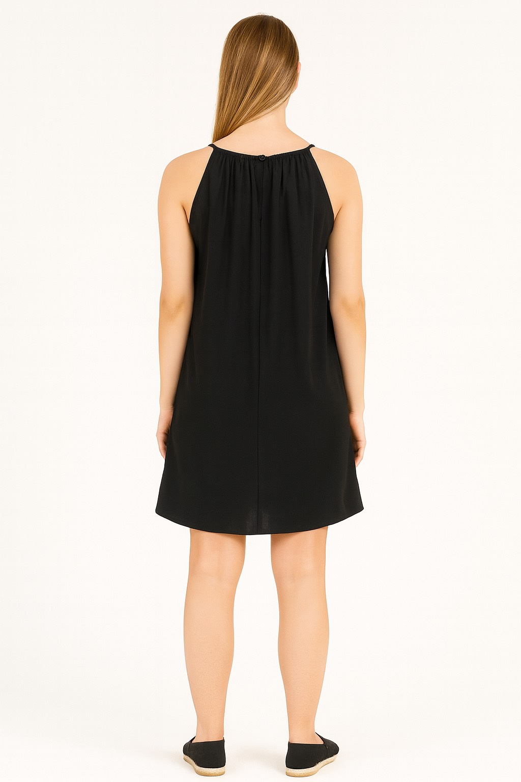 İp Askılı Elbise-Siyah