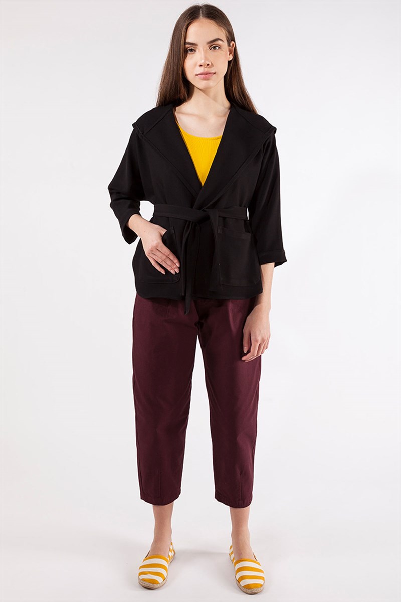 Kapüşonlu Ceket - Siyah