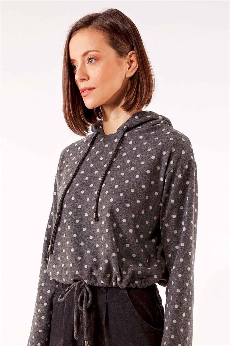 Kapüşonlu Sweatshirt - Antrasit Puanlı