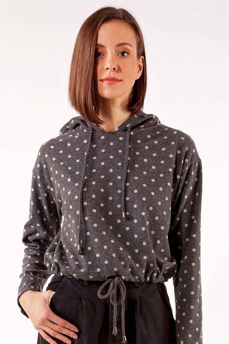 Kapüşonlu Sweatshirt - Antrasit Puanlı