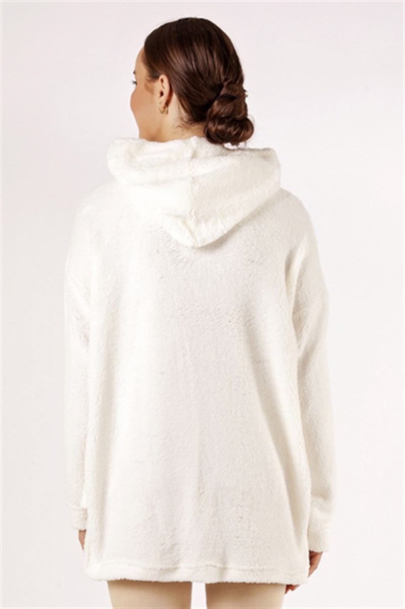 Kapüşonlu Sweatshirt - Ekru