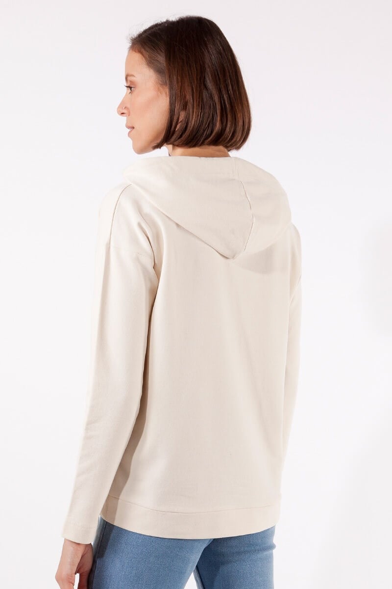 Kapüşonlu Sweatshirt - Ekru
