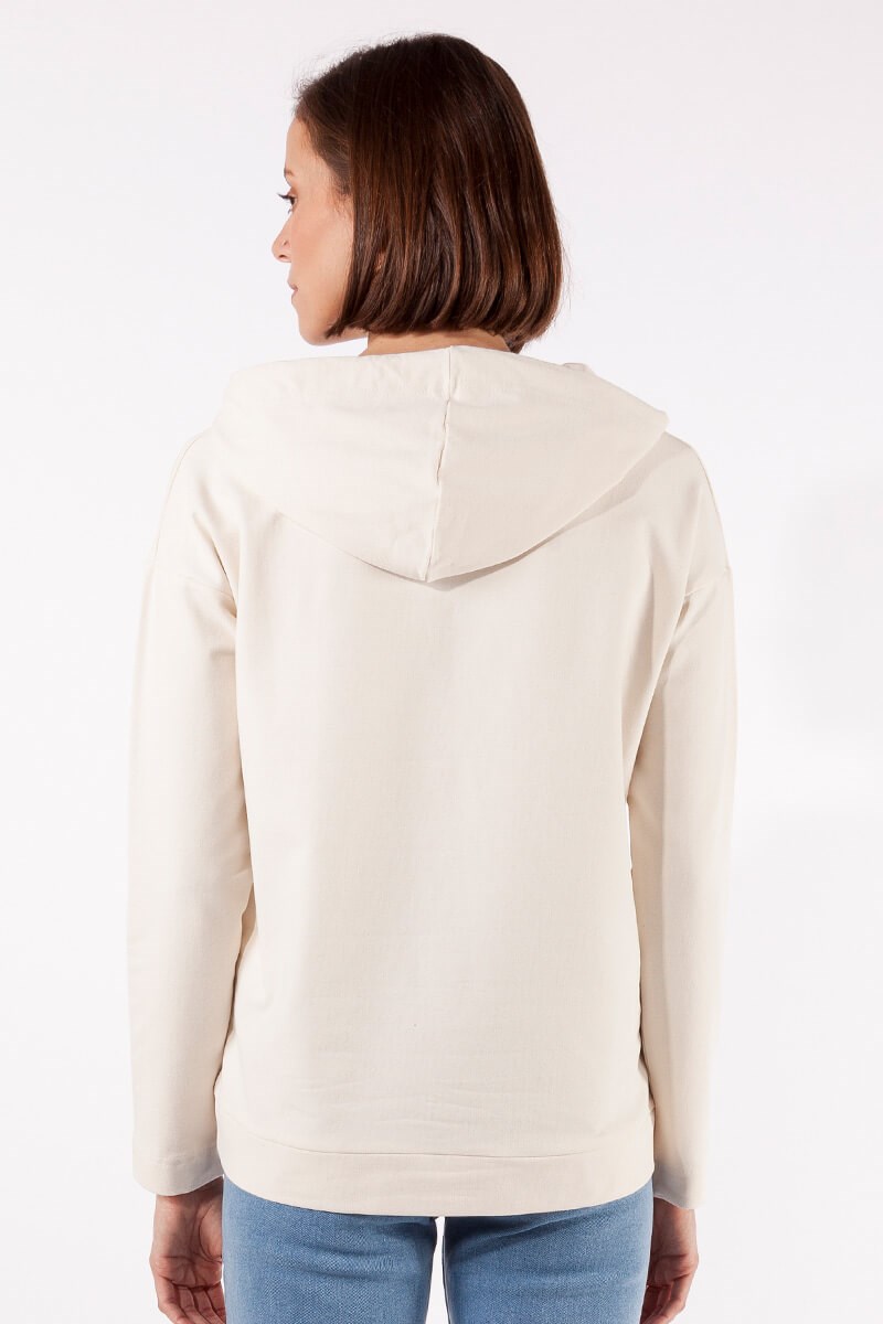 Kapüşonlu Sweatshirt - Ekru