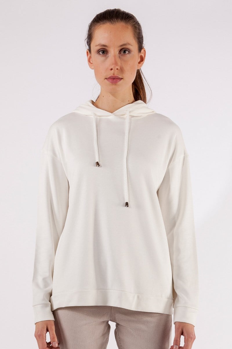 Kapüşonlu Sweatshirt - Ekru