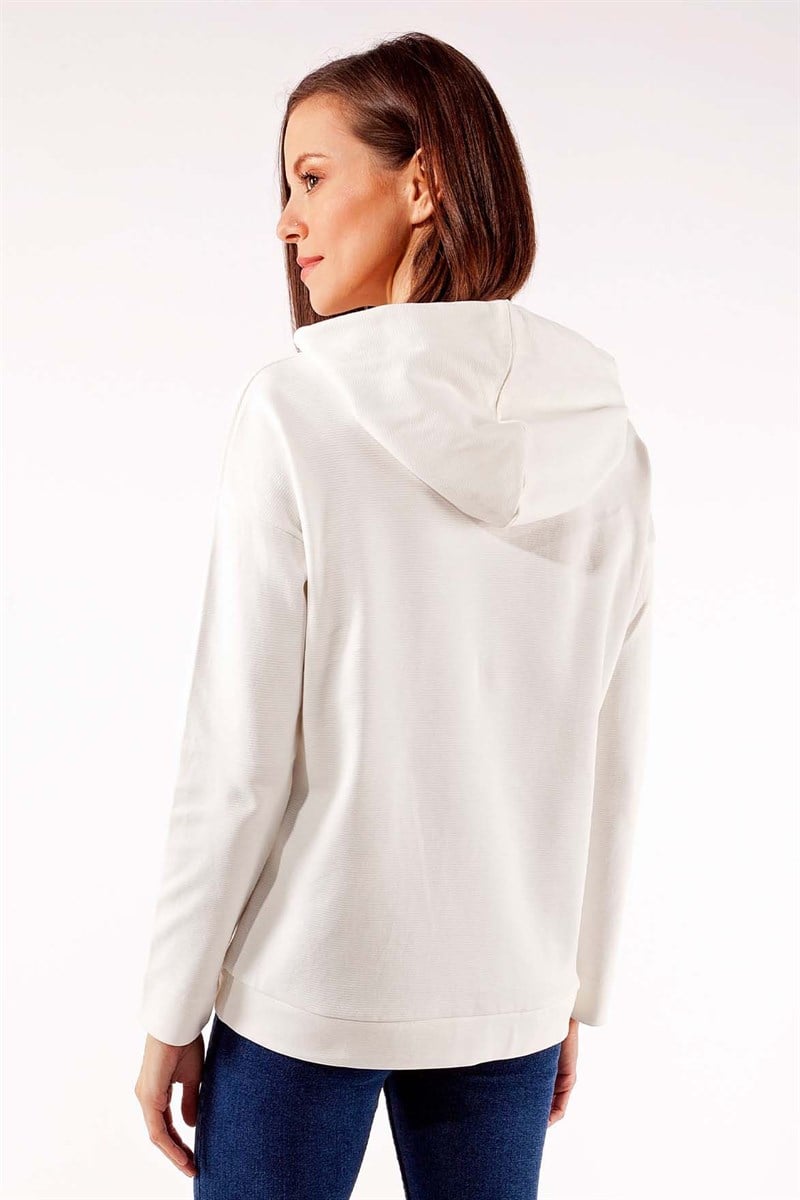 Kapüşonlu Sweatshirt - Ekru