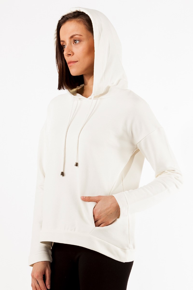 Kapüşonlu Sweatshirt - Ekru