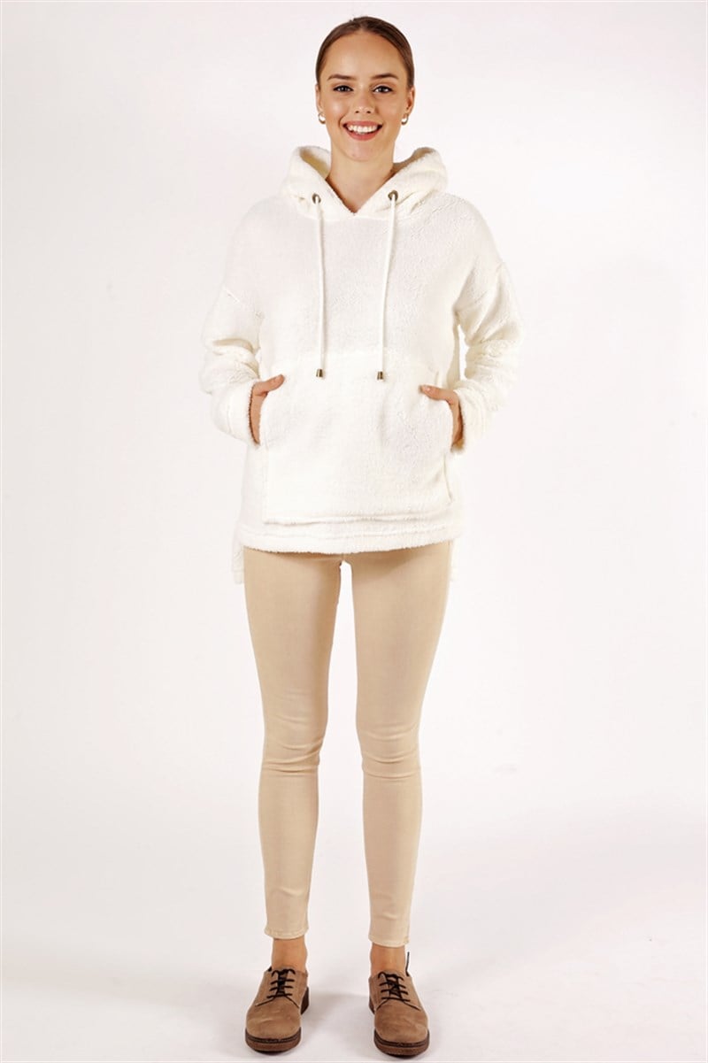 Kapüşonlu Sweatshirt - Ekru
