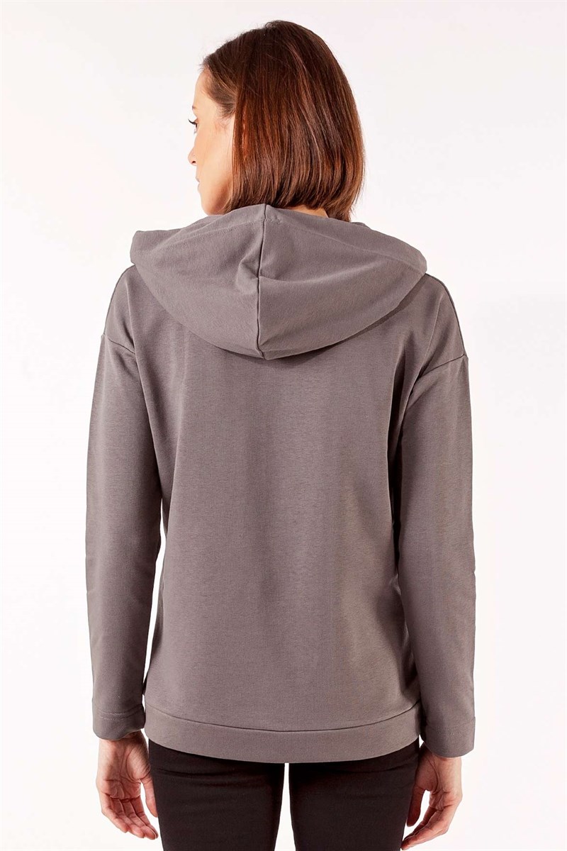 Kapüşonlu Sweatshirt - Füme