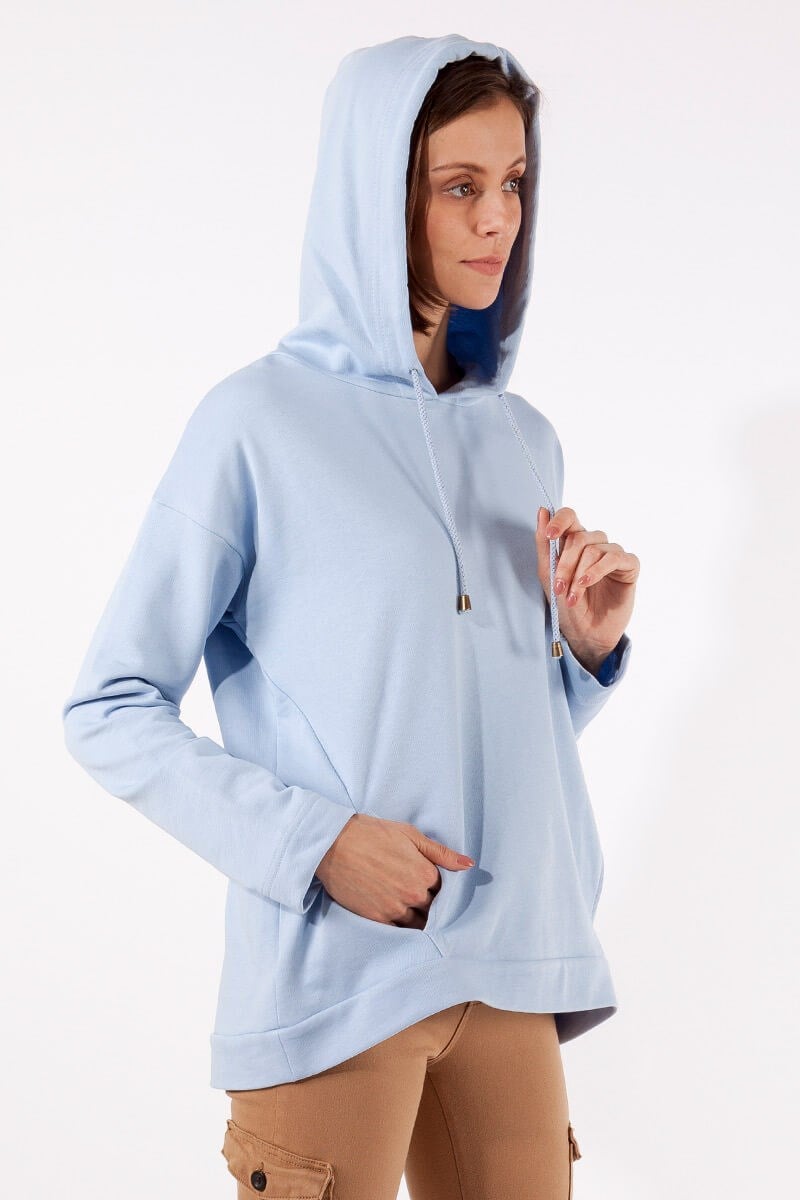 Kapüşonlu Sweatshirt - Mavi