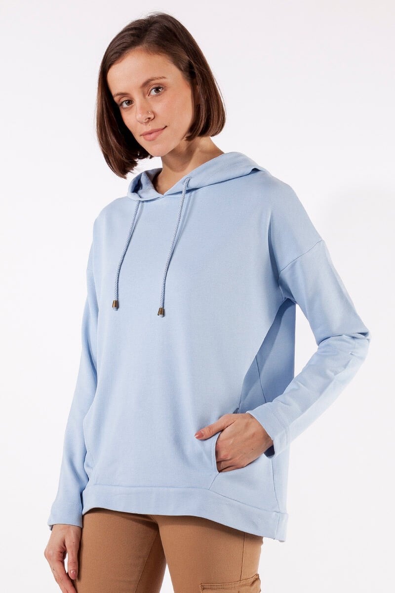 Kapüşonlu Sweatshirt - Mavi