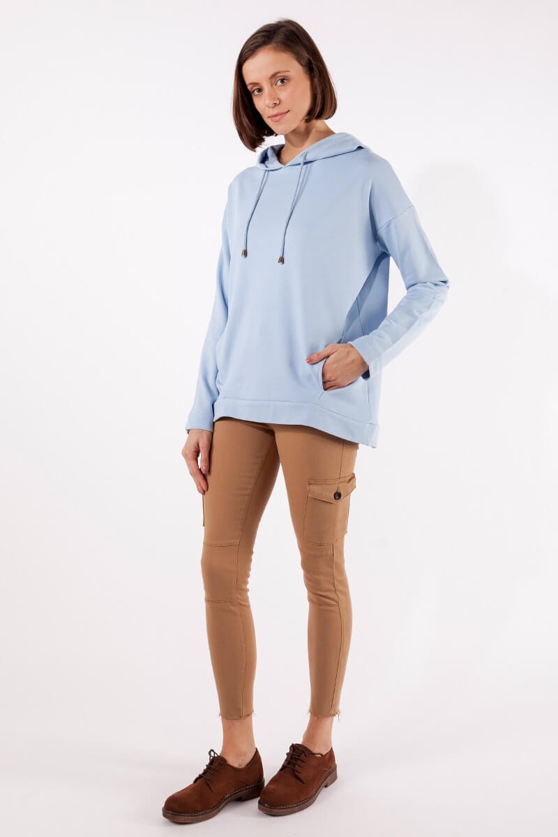 Kapüşonlu Sweatshirt - Mavi