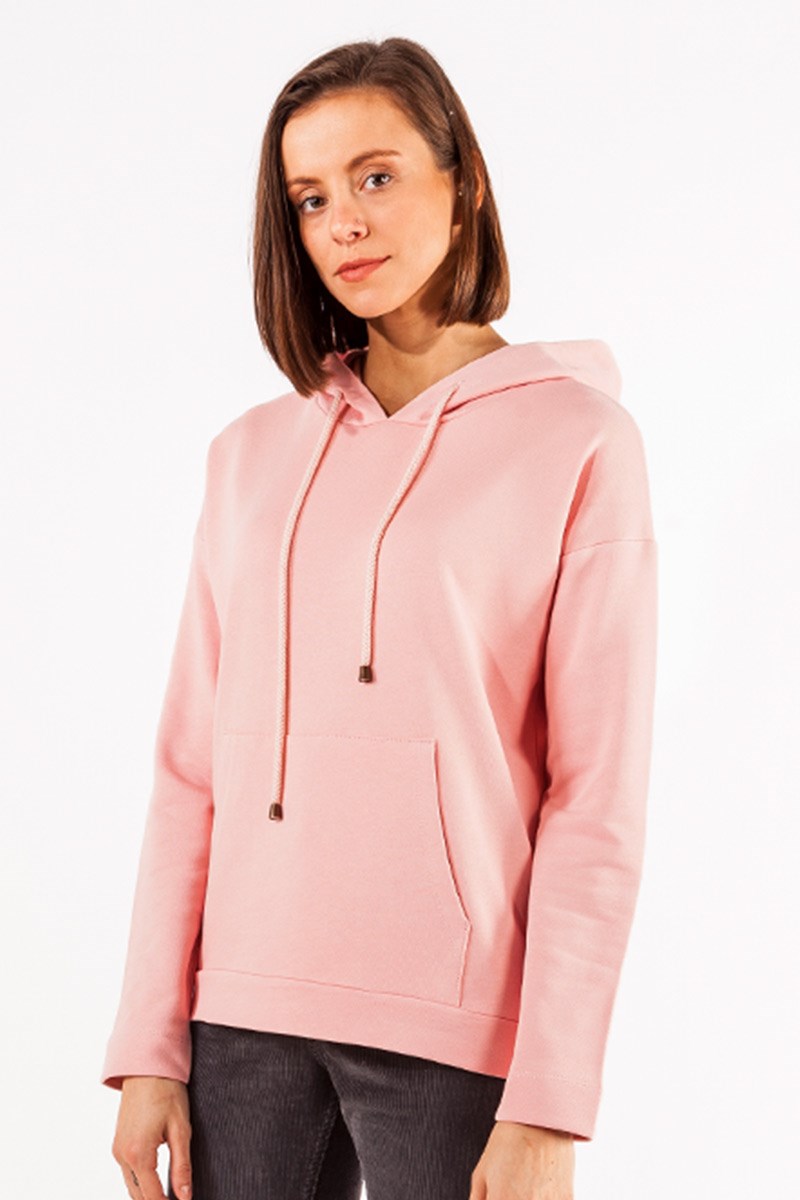 Kapüşonlu Sweatshirt - Pudra