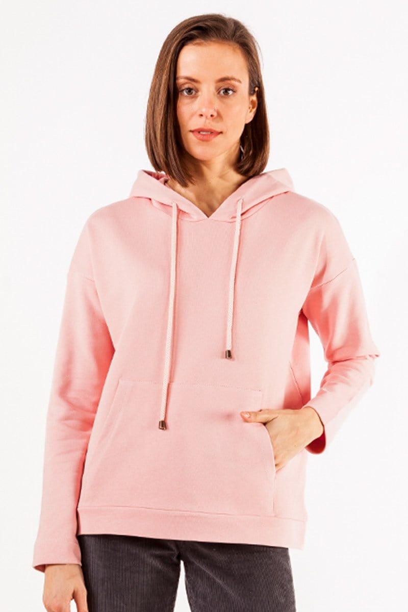 Kapüşonlu Sweatshirt - Pudra