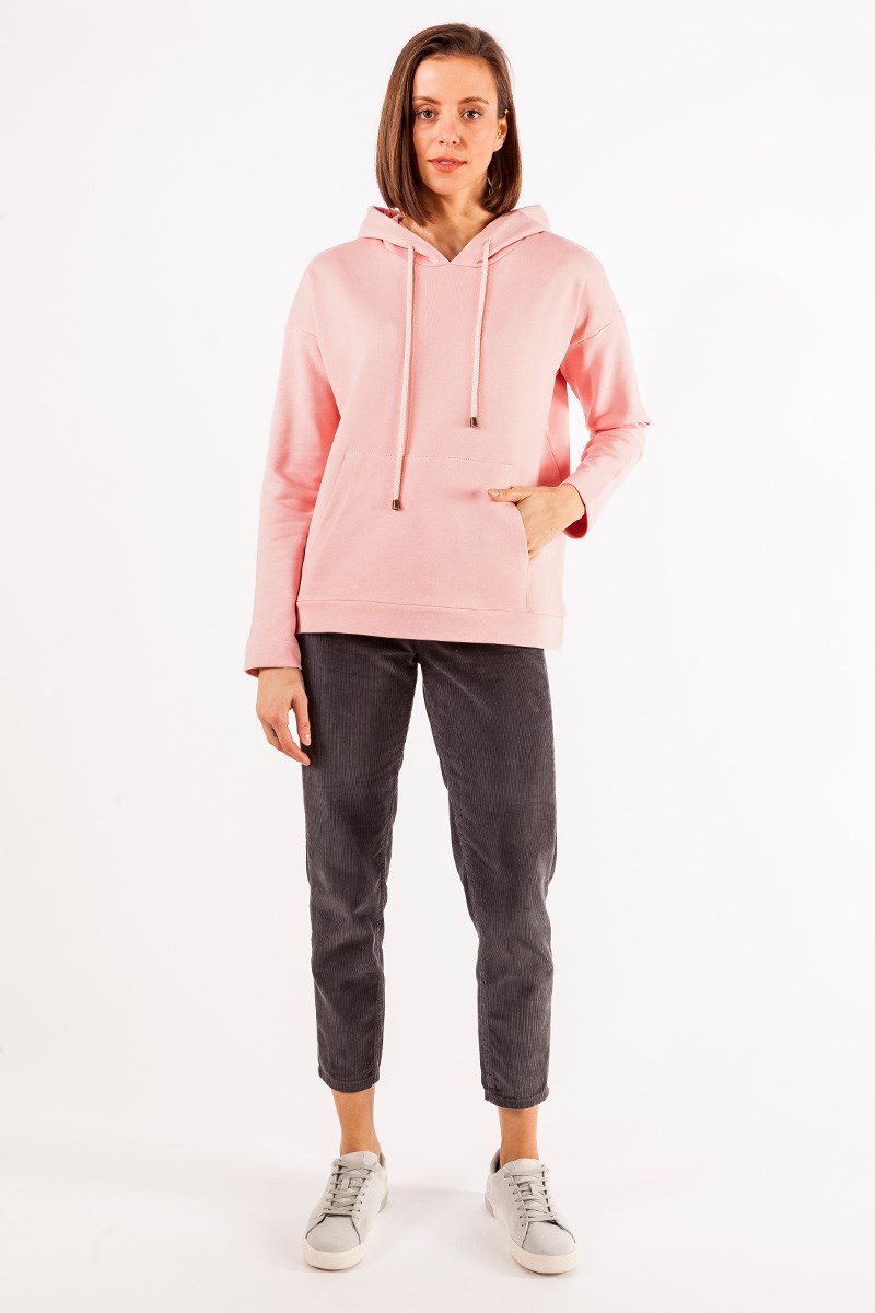 Kapüşonlu Sweatshirt - Pudra