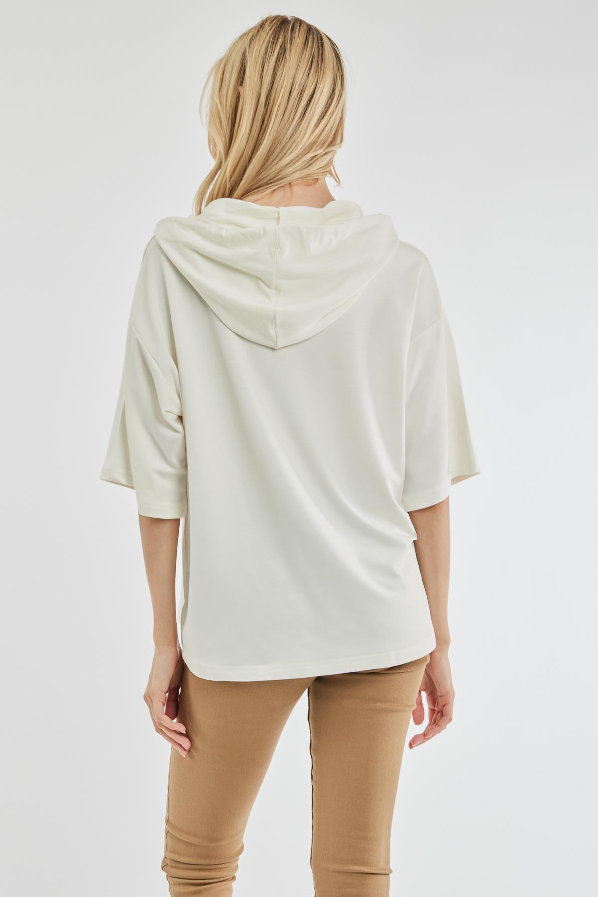 Kapüşonlu Sweatshirt - Ekru