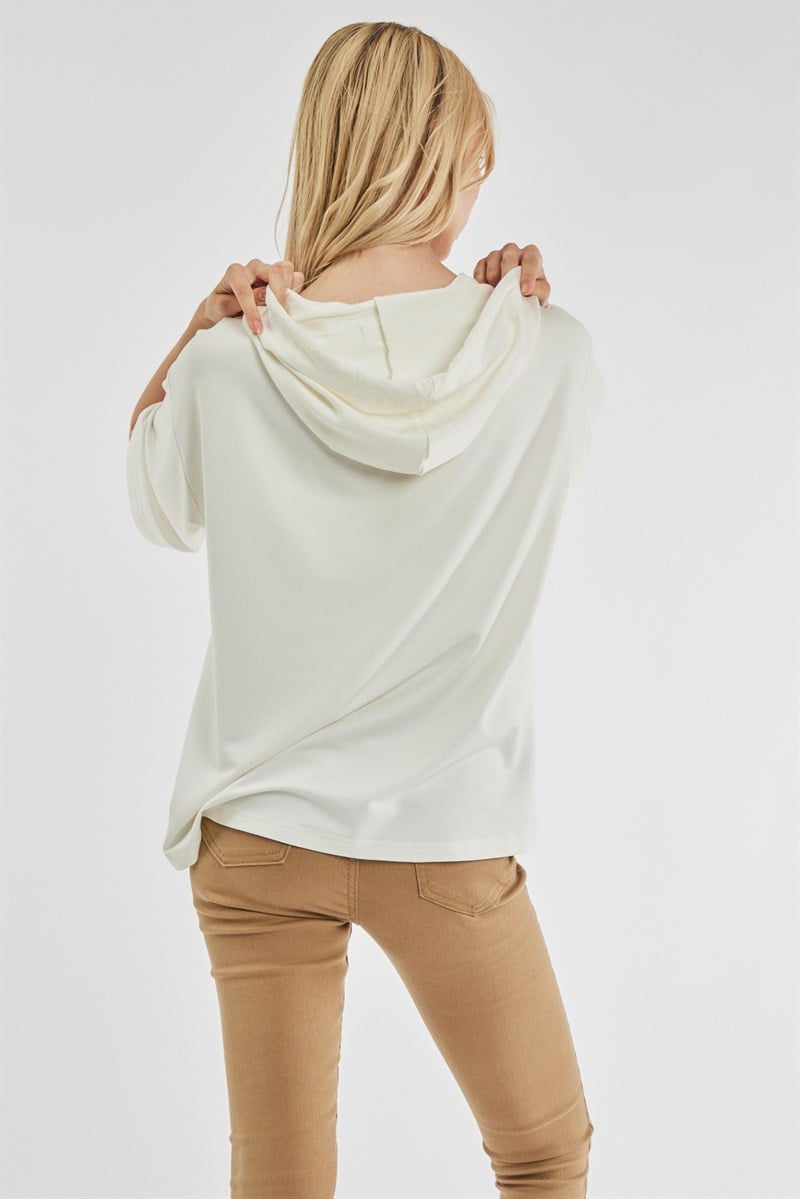Kapüşonlu Sweatshirt - Ekru