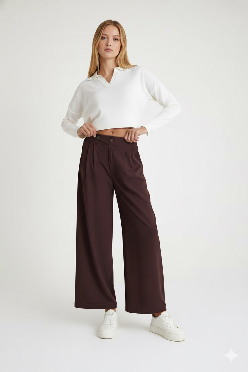 Kemer Detaylı Pantolon - Mürdüm