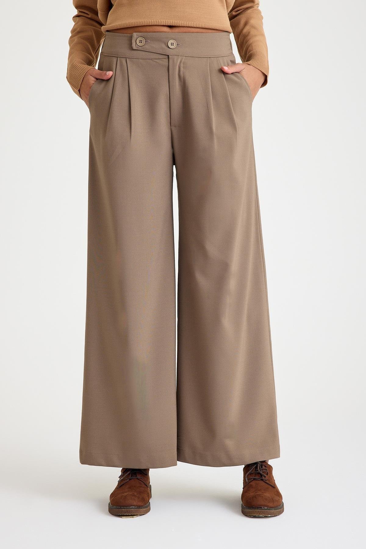 Kemer Detaylı Pantolon :Sütlü Kahve