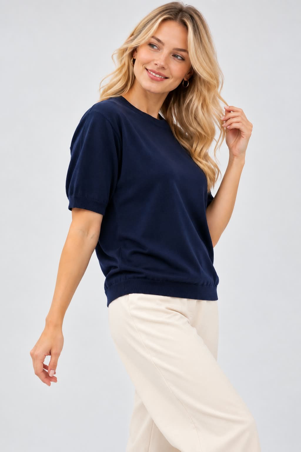 Kısa Kollu Triko Kazak-Lacivert
