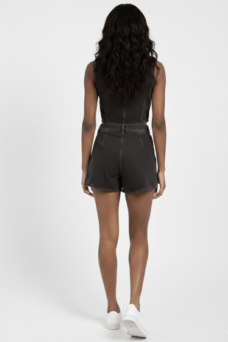 Kot Şort Etek - Antrasit