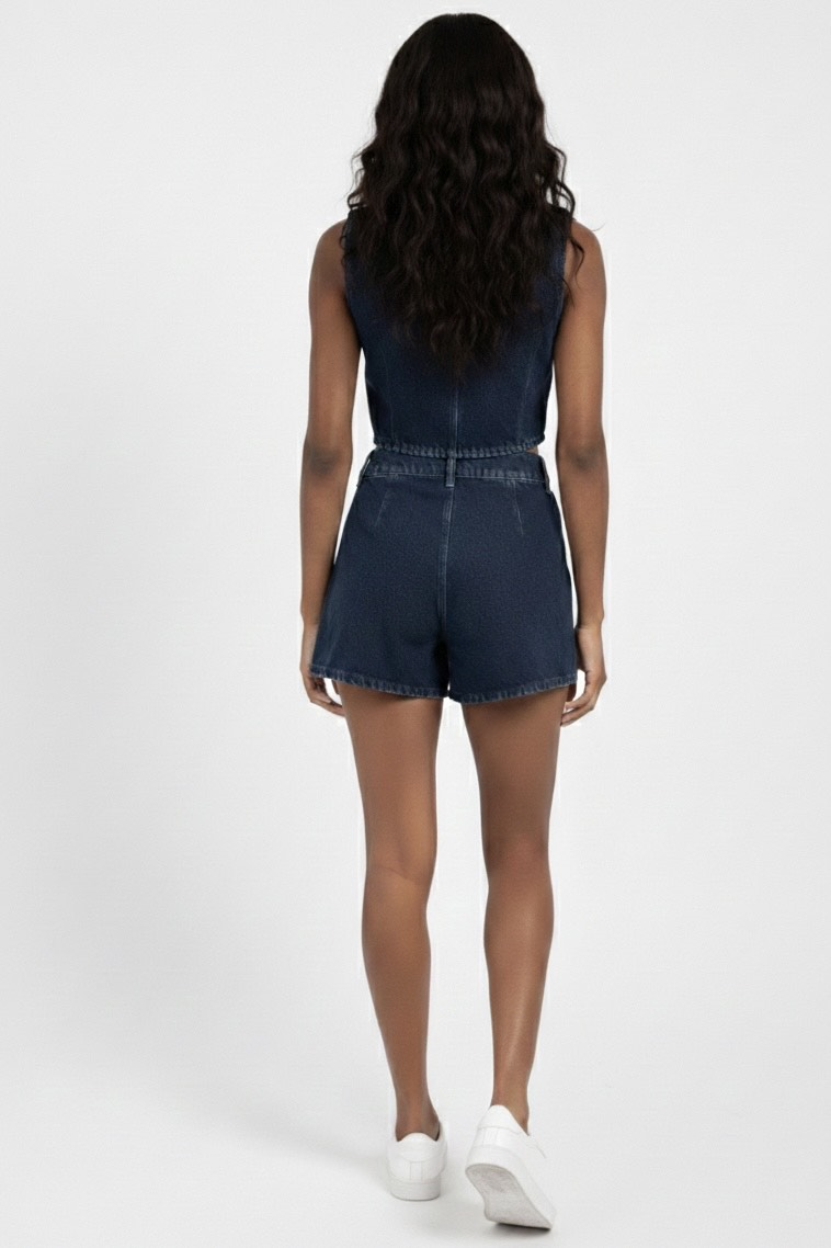 Kot Şort Etek - Lacivert