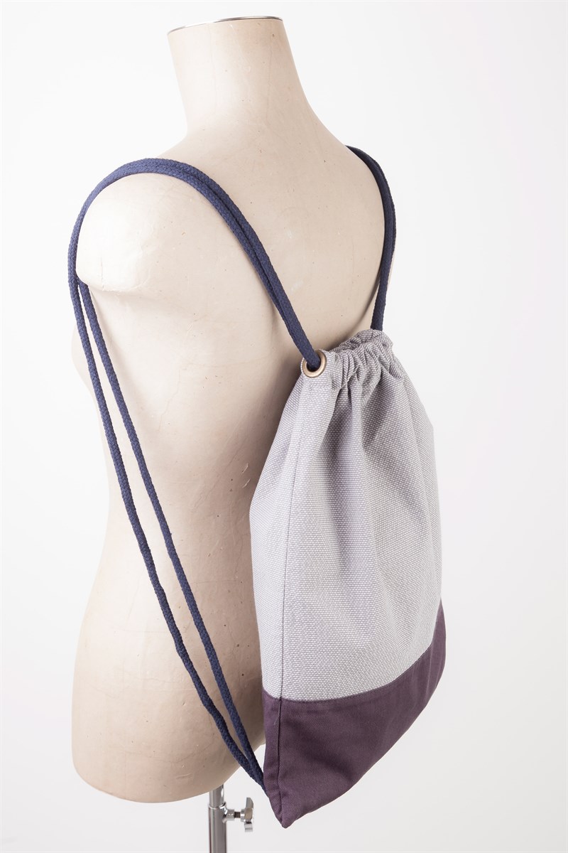 Kumaş Sırt Çantası - Gri Desenli- Füme